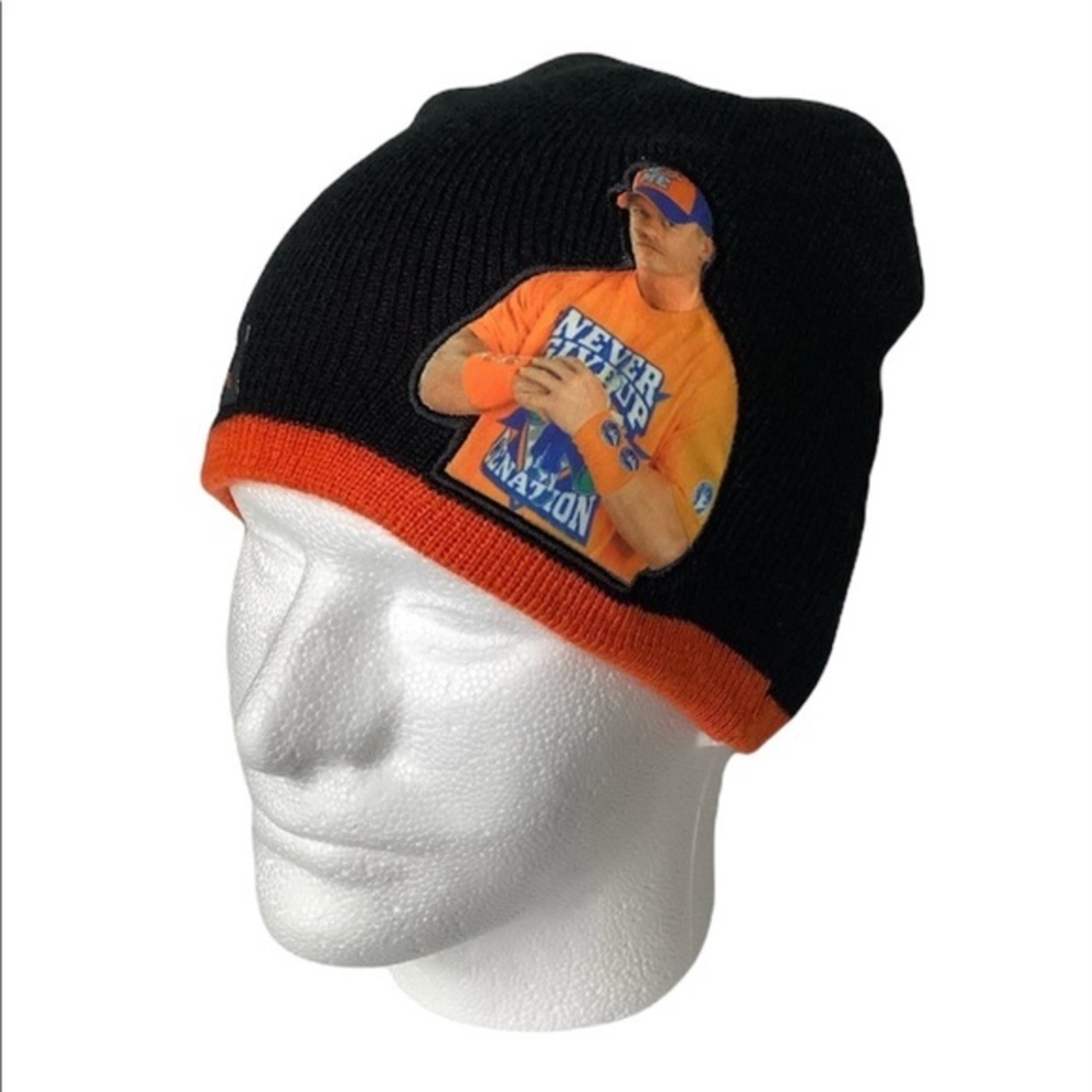 WWE John Cena Large Logo Never Give up Cenation knit Beanie Hat cap Size OSFM